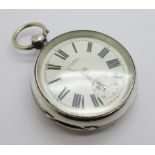 A silver cased Waltham pocket watch