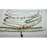Twelve vintage necklaces