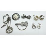 Silver jewellery including a Swedish silver pendant