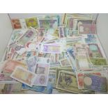 A collection of banknotes, approximately 240 in total