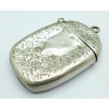 A late Victorian silver vesta case, a/f