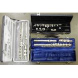 Three cased flutes, Slade USA, Artley and Odyssey