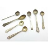 Seven silver condiment spoons, 26g