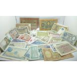 A collection of sixty-five European banknotes
