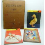 Three photo guide magazines, March, August and September and a Preview 1950 book