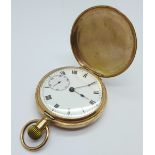 A 9ct gold full hunter pocket watch, Birmingham 1918