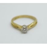 A 9ct gold, diamond solitaire ring, 1.7g, N