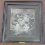 An oak framed print, Heads of Angels, Sir Joshua Reynolds, P.R.A.