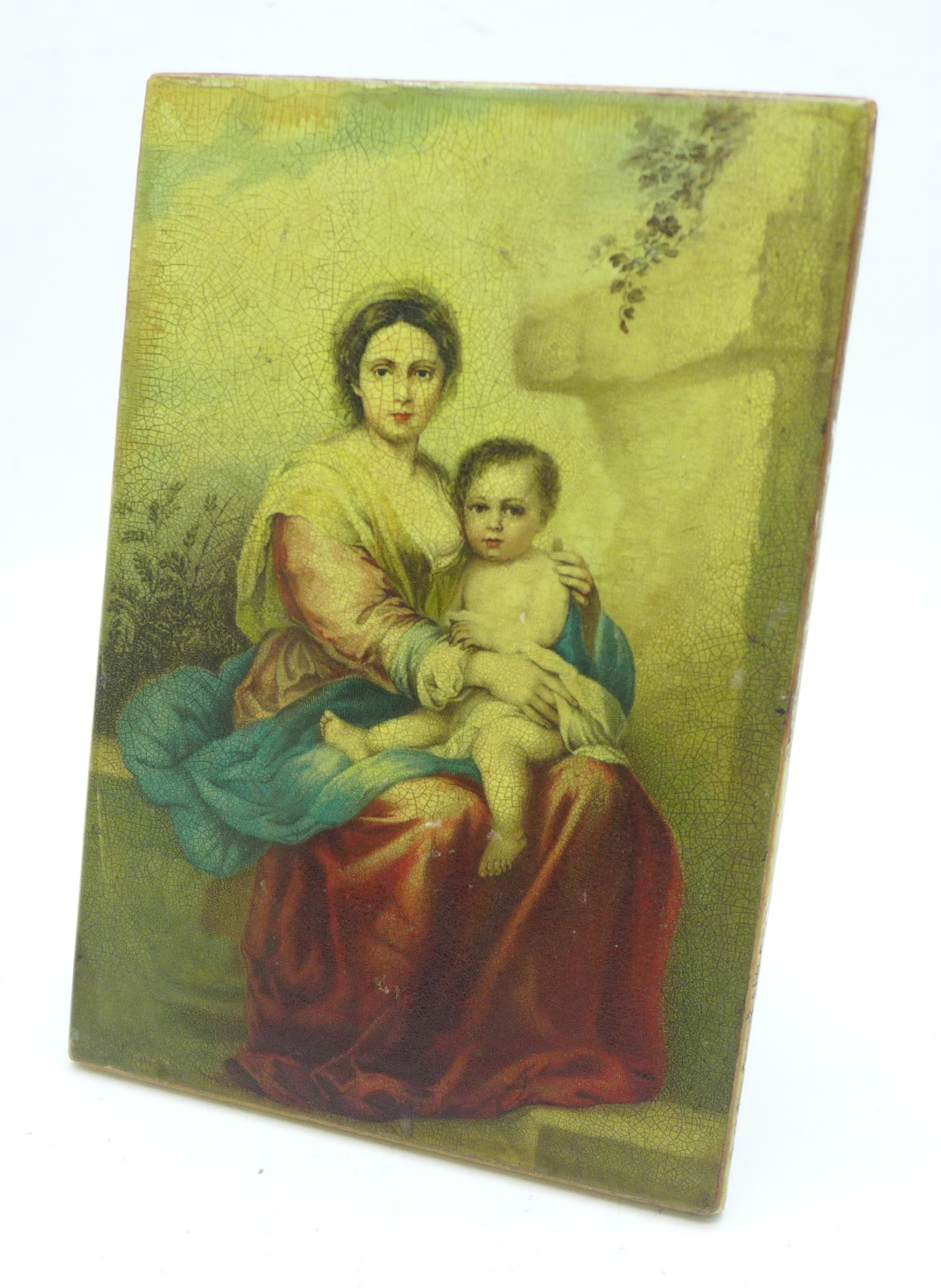 A porcelain plaque with transfer printed portrait, 90mm x 132mm