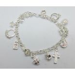 A silver charm bracelet