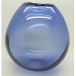 A Swedish Holmegaard glass vase, c.1960's, 16.5cm