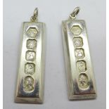 Two silver ingot pendants, 61.2g