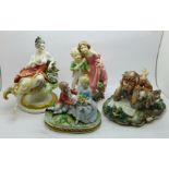 A Royal Worcester figure modelled by F.G. Doughty and three Neapolitan figures, two a/f