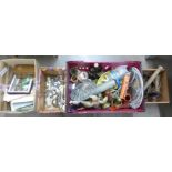 Four boxes of assorted items, postal history, flatware, china, glass, etc. **PLEASE NOTE THIS LOT IS