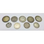 Coins including Australian and French