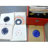 A collection of 45rpm 7" singles including Rolling Stones, David Bowie and Stevie Wonder