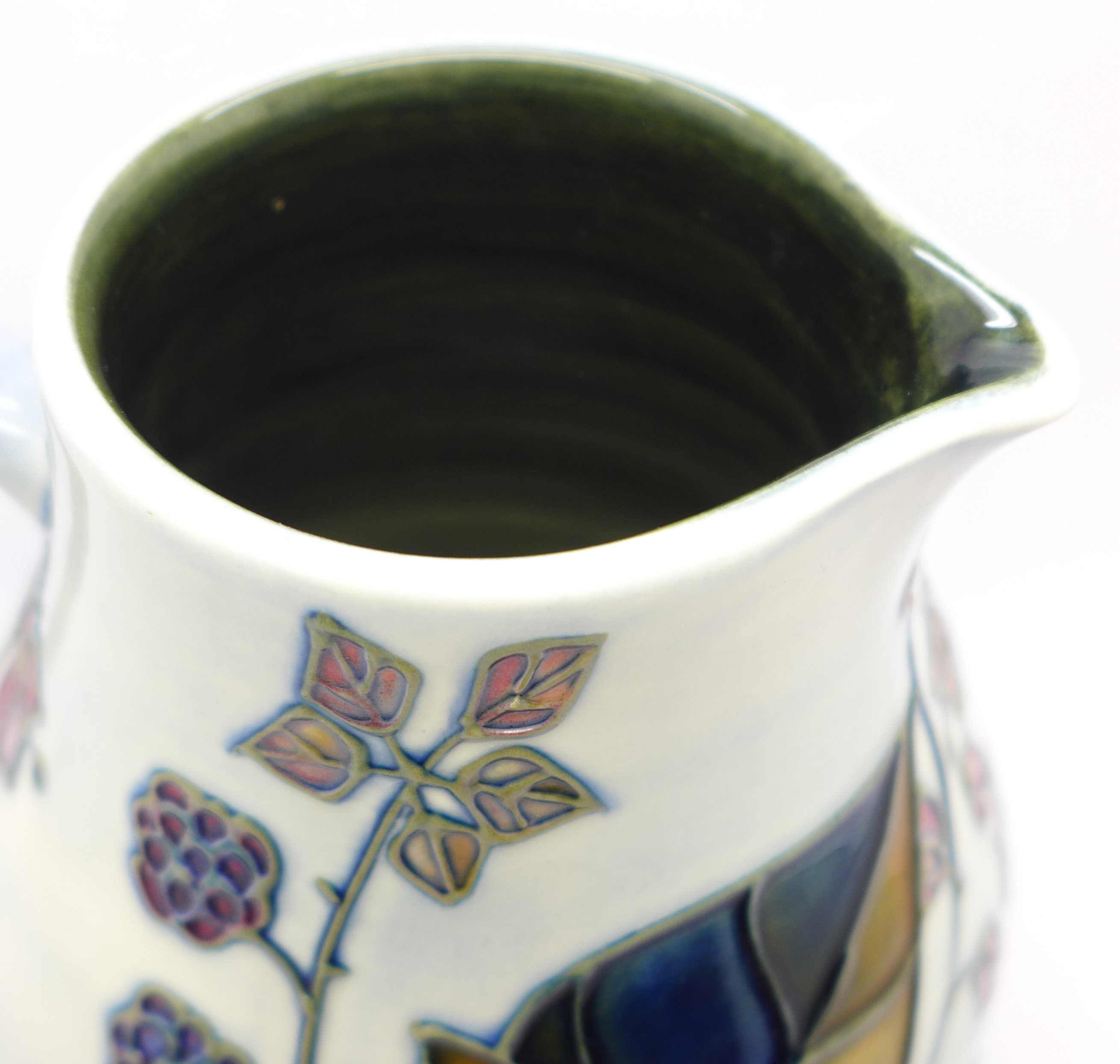 A Moorcroft Bramble pattern jug by Sally Tuffin, 15cm - Image 3 of 5