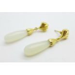 A pair of silver gilt and chalcedony drop earrings