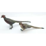 Two cold painted bronze models of pheasants, one marked Austria