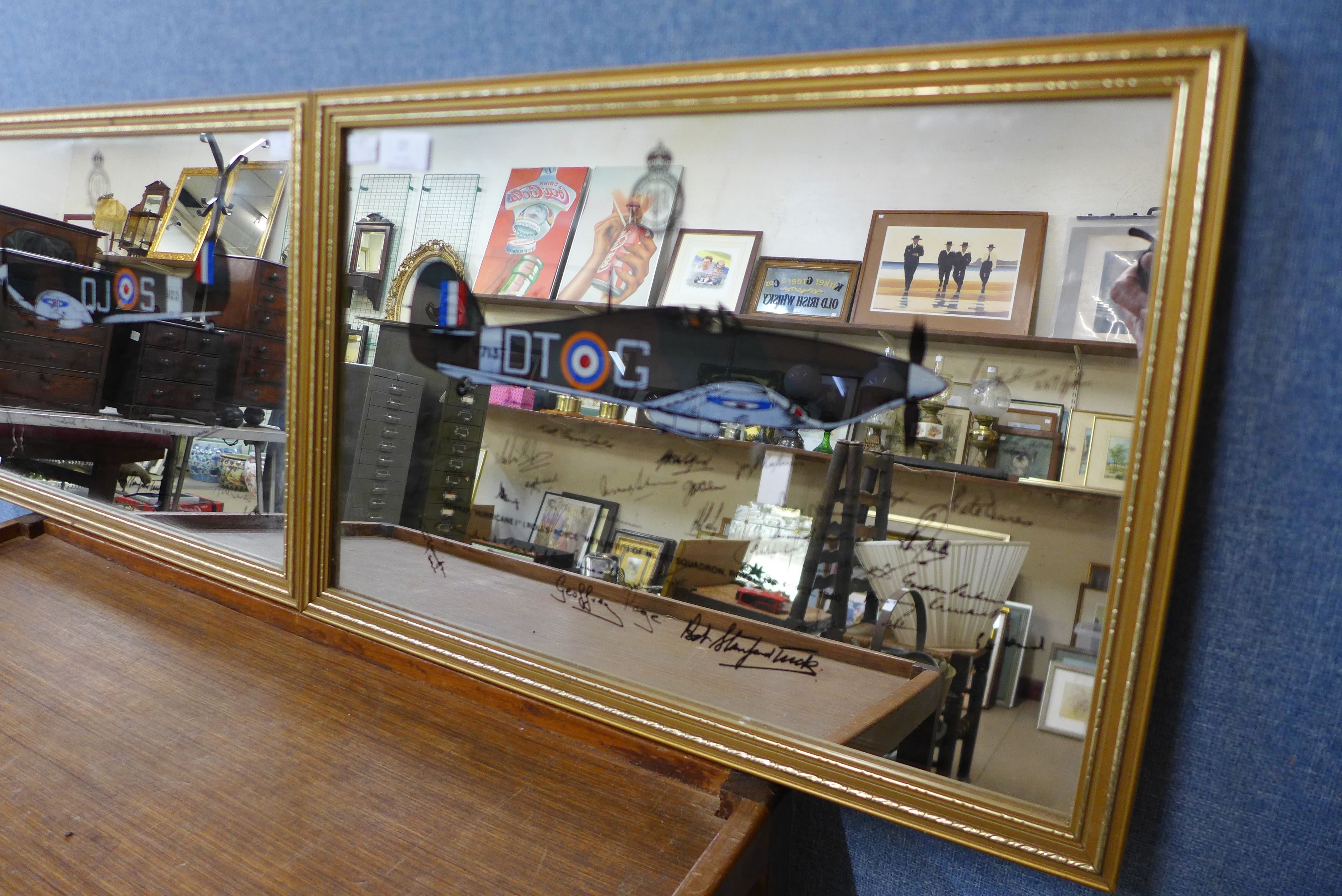 A pair of RAF Fighter Command mirrors; Spitfire and Hurricane - Image 2 of 3