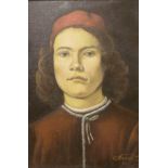 Continental School, portrait of a boy, oil on canvas laid on board, 29 x 19cms, framed