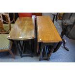 An oak barleytwist gateleg table and another drop leaf table