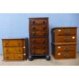 Three Victorian walnut table top chest