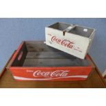 A Coca-Cola advertising trug and crate