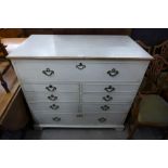 A George III painted oak chest of drawers (top adapted to lift up)