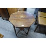 A Victorian inlaid rosewood octagonal occasional table