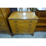 A burr walnut chest of drawers