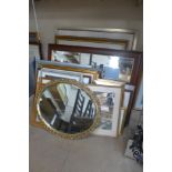 A large quantity of prints, mirrors, etc.