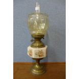 A Victorian brass oil lamp