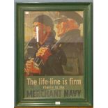 A Merchant Navy poster, framed