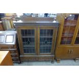 An oak two door bookcase