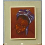 African School (mid 20th Century), portrait of a woman, mixed media on felt, 49 x 38cms, framed,