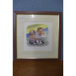 A signed Taylor limited edition Formula 1 racing print, no. 142/300, framed