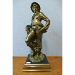 A continental bronze effect figure of a boy, a/f