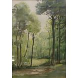 G. Rees Teesdale, Clearing in the Wood, watercolour, 47 x 33cms, framed