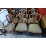 A set of six Hepplewhite Revival mahogany dining chairs