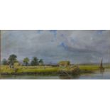 After Peter De Wint (1784-1849), The Trent Near Burton, watercolour, 22 x 48cms, framed