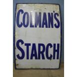 A Colmans Starch enamelled advertising sign