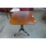 A Victorian mahogany square tilt-top tripod table