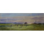 Michael Crawley, The Ailsa, Turnberry Golf Course, watercolour, 26 x 66cms, framed