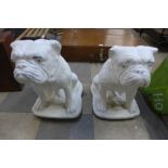 A pair of painted concrete garden figures of bulldogs