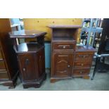 A small mahogany hexagonal cabinet and one other