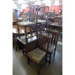 An oak barleytwist gateleg table and four chairs