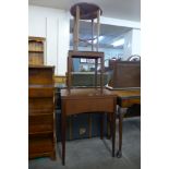 Two teak occasional tables and a teak sewing machine cabinet