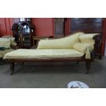 A Regency rosewood and upholstered chaise longue