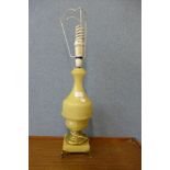 An alabaster and brass table lamp